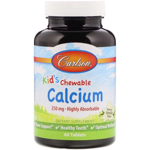 Carlson Labs Kid's Chewable Calcium 60 Tabs Vanilla Жевательный кальций для детей
