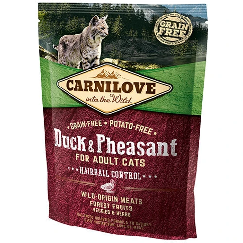 Сухой корм для взрослых кошек Carnilove Cat Duck & Pheasant Hairball Control для выведения волосяных комков 400 г (8595602512355)