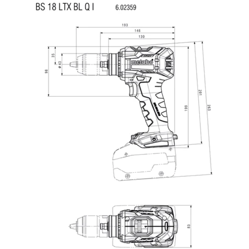 Шуруповерт Metabo BS 18 LTX BL Q I (602359840): Макс. число оборотов холостого хода 2000 об/мин