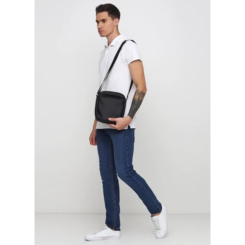 Мужская сумка через плечо Sambag Makros черная (70220001m): Фактура Гладкая, Матовая