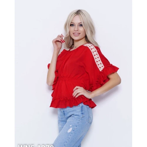 Блуза ISSA PLUS WN5-1270 42 красная с коротким рукавом: Сезон Лето