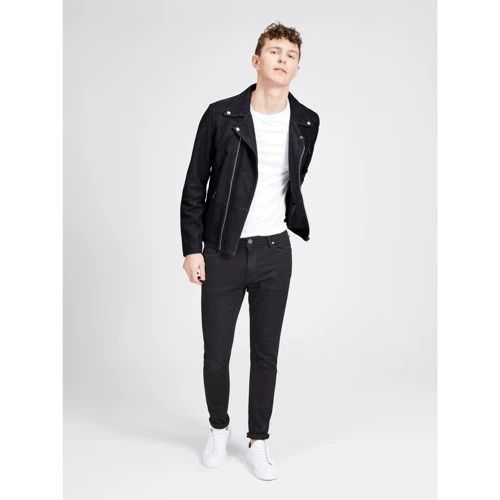 Кожаная куртка Jack & Jones 74667606 54 черная демисезон: Тип застежки На молнии