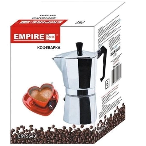 Гейзерная кофеварка Empire 9543-E 300 мл на 6 чашек: Цвет серебристый