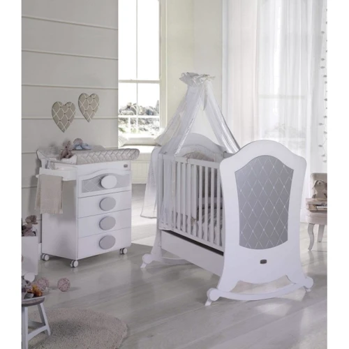 Ліжечко дитяче Micuna Alexa BIG Relax White-Silver 140x70см біло-срібляста (BIG ALEXA RELAX): Колеса немає