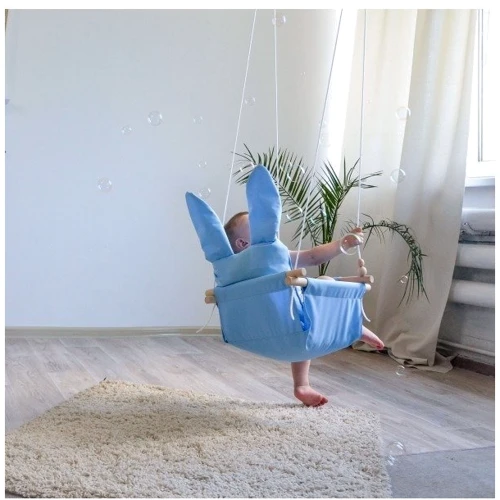 Тканевая детская качель подвесная Infancy™ Ушастик голубая: Тип подвесная качель