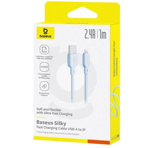 Кабель Baseus USB Cable to Lightning Silky Series 2.4A 1m Blue (P10377702313-00) фото 3
