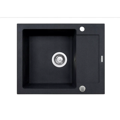 Кухонная мойка Pyramis MIDO 62x50 1B 1D черная+кран Silvio (070088401Sn)