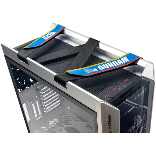 Корпус ASUS ROG Strix Helios GUNDAM EDITION Gray (90DC0023-B30010): Материал передней панели алюминий и закаленное стекло