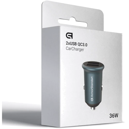 Зарядний пристрій ArmorStandart Car Charger 2xUSB QC3.0 Grey (ARM65438): Кількість USB-портів 2