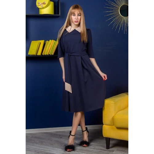 Сукня FLFashion Беатрісс НПБ 1831 48 синє повсякденне подовжене міді