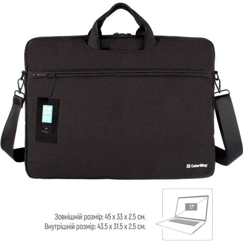 Сумка для ноутбуков ColorWay 17-17.3" Casual Black (CW-LBC173-BK): Цвет черный