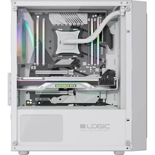 Корпус Logic concept ATOS MESH+GLASS ARGB fans 3x120mm WHITE (AM-ATOS-20-0000000-0002): Материал передней панели пластик и металл