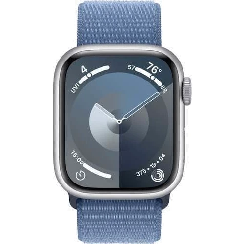 Apple Watch Series 9 41mm GPS Silver Aluminum Case with Winter Blue Sport Loop (MR923) : Экран OLED LTPO (яркость до 2000 нит) с технологиями Retina / защитное стекло Ion-X повышенной прочности