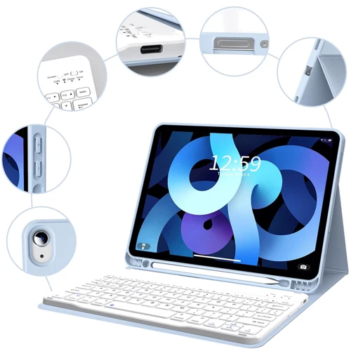 Аксессуар для iPad BeCover Case Smart Keyboard Light Blue for iPad Air (2020-2025) (711397): Цвет голубой