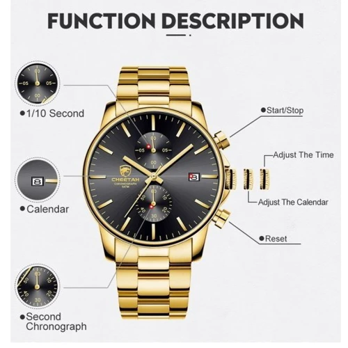 Наручные часы Cheetah Mars Gold (1444): Тип циферблата Аналоговый (стрелочный)