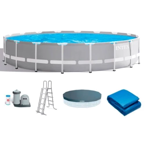 Басейн каркасний Intex 26732 NP, 549-122 см (насос 220V, 5687 л/год, об'єм води - 24311л, сходи, тент, підстилка)