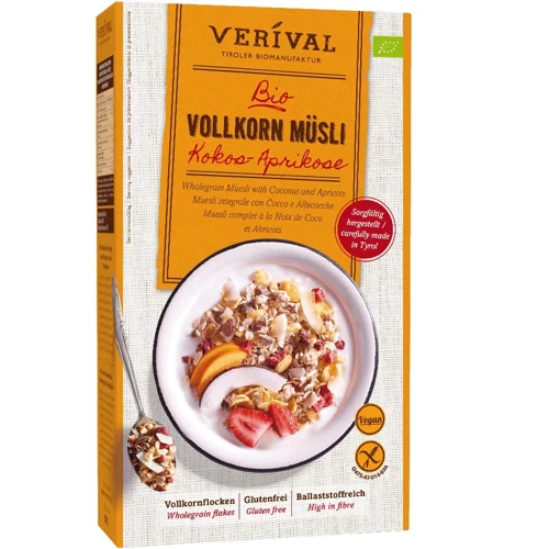 Мюсли Verival с кокосом и абрикосом органические 325 г (9004617062902)