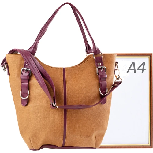 Женская сумка тоут Laskara светло-коричневая (LK-10244-straw-cognac): Фактура Сафьяно, Матовая
