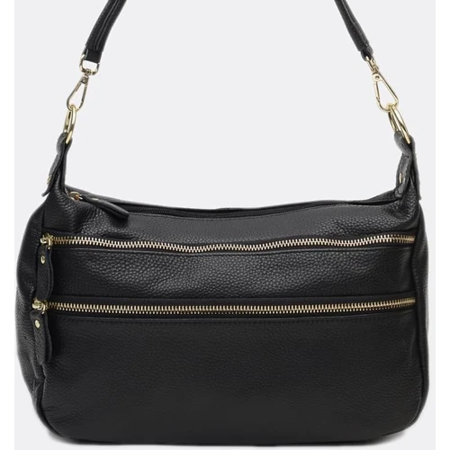 Женская сумка через плечо Borsa Leather черная (K1213-black): Фактура Матовая, Зернистая