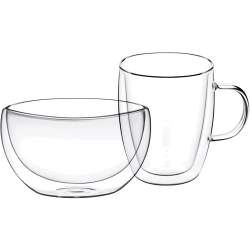 Набор для завтрака Ardesto чашка + пиала с двойными стенками (AR2650BHR)