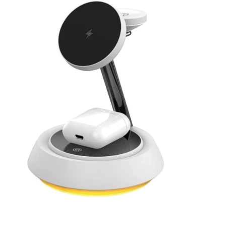 Зарядное устройство WIWU Wireless Charger Base Station Zinc Alloy Wi-W002 15W White for iPhone 16 I 15 I 14 I 13 I 12 series, Apple Watch and Apple AirPods: Кабель в комплекте USB-C
