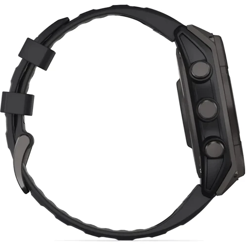Смарт-часы Garmin Fenix 8 Solar 47mm Sapphire Carbon Grey DLC Titanium with Black/Pebble Grey Silicone Band (010-02906-11): Фитнес-функции Альтиметр, GPS-модуль, Пульсометр, Пульсоксиметр, Шагомер, Подсчет калорий
