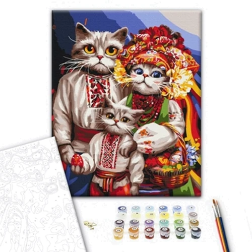 Картина за номерами Brushme Сім'я котиків-гуцулів © Маріанна Пащук 40х50 см (BS53737): Виробник Brushme