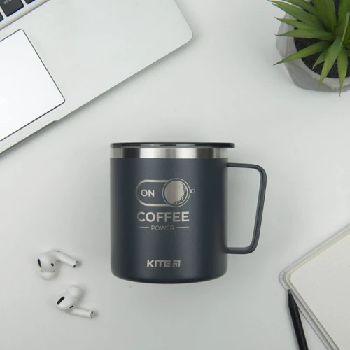 Термокухоль Kite Coffee ON 400 мл графіт (k22-379-01-2): Матеріал корпусу Сталь