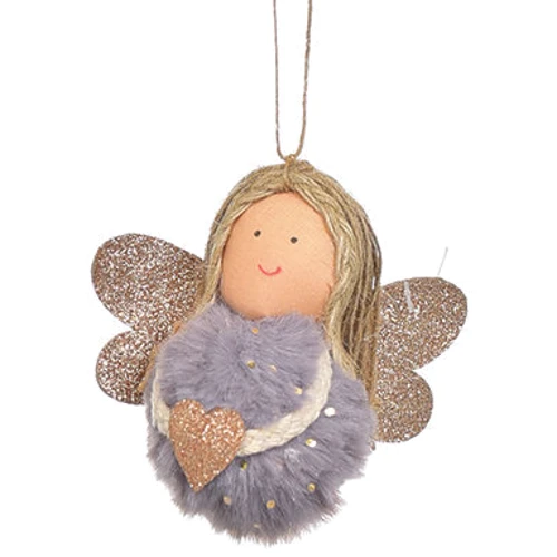 Прикраса новорічна Ангел, текстиль, 9 см, сірий, 4296