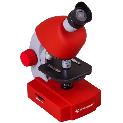 Микроскоп Bresser Junior 40x-640x Red с набором для опытов и адаптером для смартфона (8851300E8G000): Особенности С набором, С подсветкой