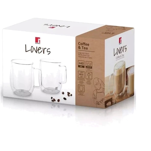 Набор стеклянных чашек Bergner Coffee & tea lovers BG-20116-MM 400 мл 2 шт (00000025109)