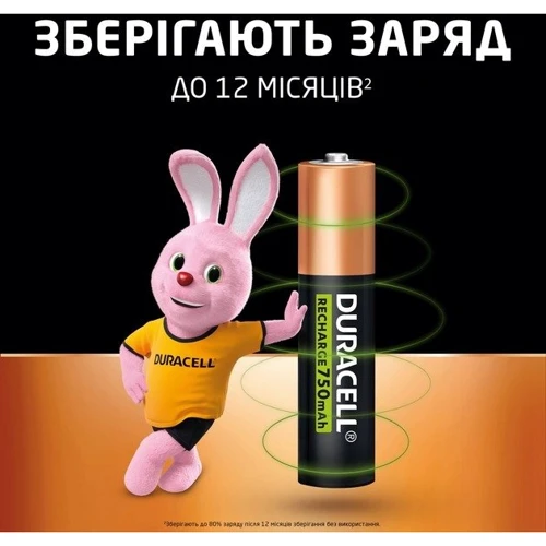 Аккумуляторы Duracell AAA HR03 900mAh * 4 (5005015): Тип ААА