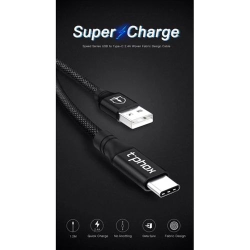 Кабель T-PHOX USB Cable to USB-C Speed 1.2m Black (T-C810 Black): Тип USB Cable - USB-C