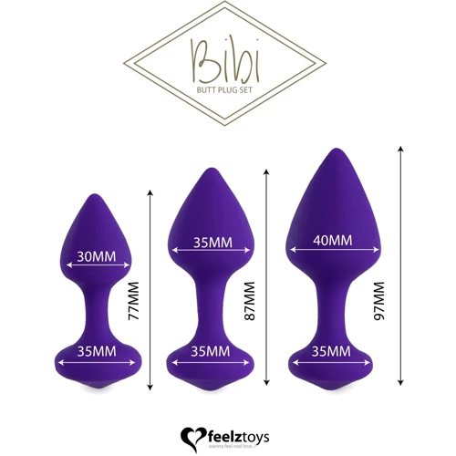 Набор силиконовых анальных пробок FeelzToys - Bibi Butt Plug Set 3 pcs Purple
