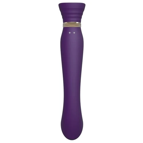 Смартвибратор 3в1 Zalo - Queen Twilight Purple, пульсирующая жемчужина и вакуум, кристалл Swarovski