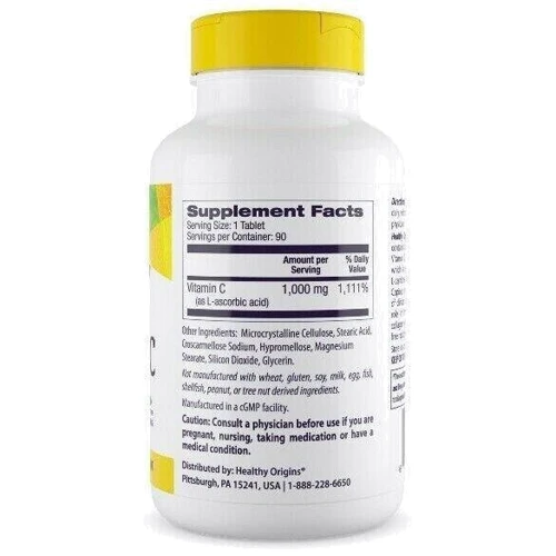Healthy Origins, Vitamin C, 1.000 mg, 90 Tablets (HOG-15233): Тип вітамін C