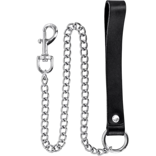 Поводок Fetish Tentation Premium Metal leash with cowhide leather wrist 72 см