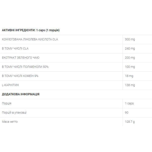 Жироспалювач OstroVit CLA+Green tea+L-Carnitine 90 caps: Країна виробник Польща