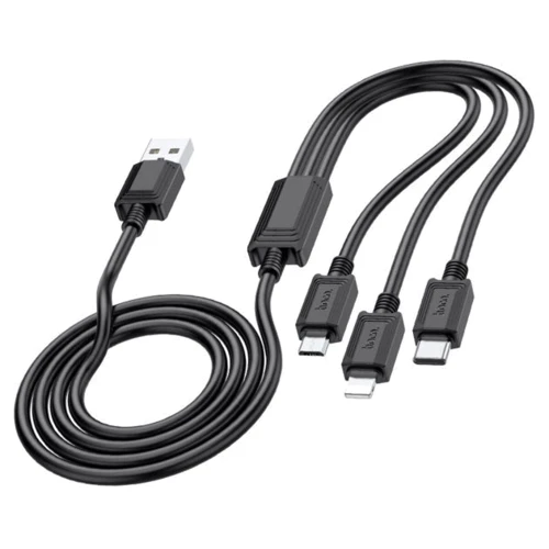 Кабель Hoco USB Cable to Micro USB/Lightning/Type-C X74 2A 1m Black