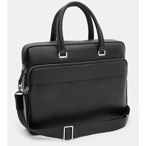 Чоловіча конференц-сумка Borsa Leather чорна (K18820-1bl-black): Фактура Зерниста