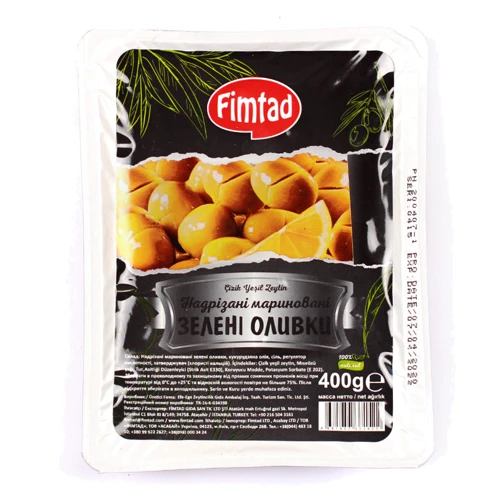 Оливки FIMTAD зелені Yeşil Çizik Zeytin 400 г (8681957371522)