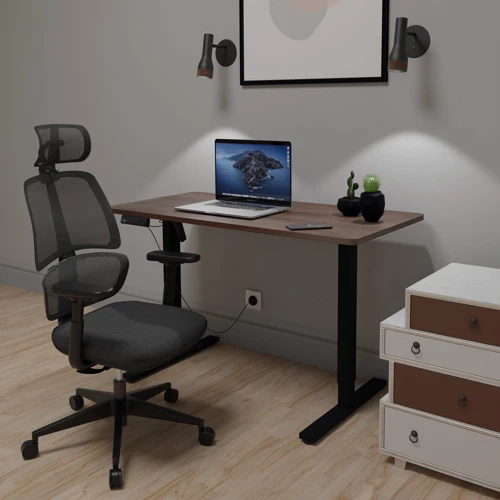 Комплект Mealux PowerDesk Lite Walnut + Leo Air Plus Black стол и стул (EVO-201 Lite Walnut /B +Y 546 KB) фото 2