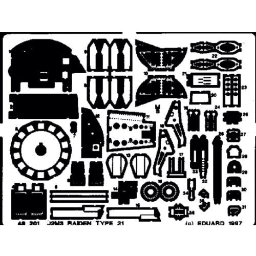Фототравление Eduard 1/48 J2M3 Райден тип 21 (рекомендовано для Hasegawa) EDU-48201