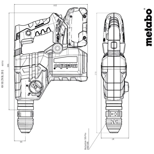 Перфоратор Metabo KH 18 LTX BL 28 Q Set ISA (601715930): Макс. энергия удара, Дж 3