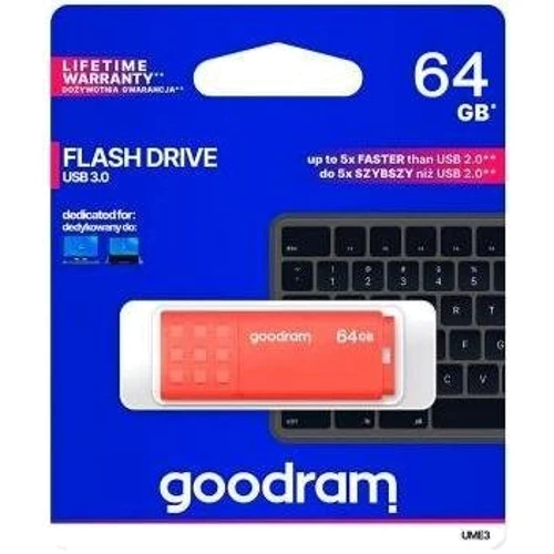 USB-флешка GOODRAM 64GB UME3 USB 3.0 Orange (UME3-0640O0R11): Обсяг пам'яті 64 GB