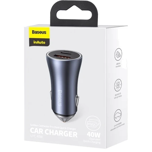 Зарядное устройство Baseus Car Charger USB+USB-C Golden Contactor Pro 40W Dark Gray (CCJD-0G) фото 10