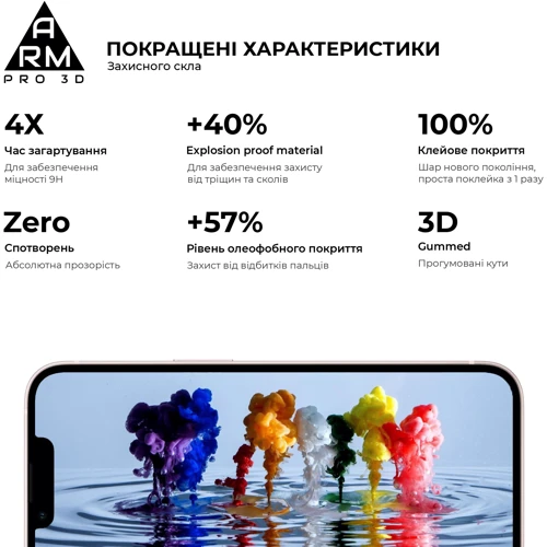 Защитное стекло для iPhone ArmorStandart Tempered Glass 3D Premium Black (ARM60265) for iPhone 14 Plus | 13 Pro Max: Цвет черный