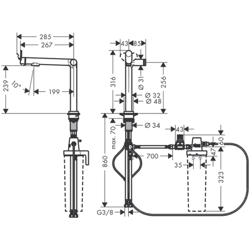 Змішувач для кухонного миття Hansgrohe Aqittura M91 240 1jet 76804670: Призначення Для кухни