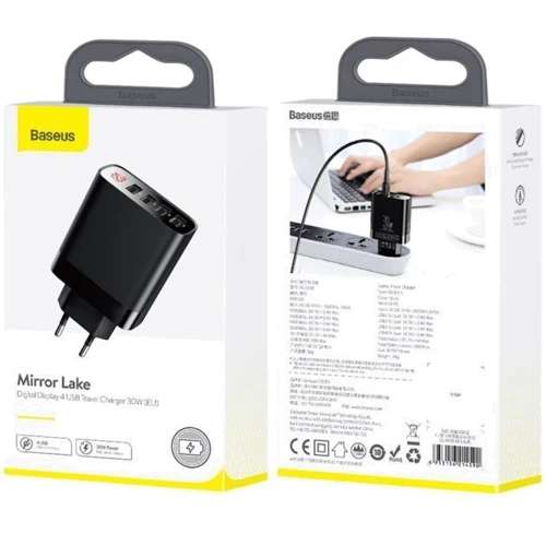 Зарядное устройство Baseus USB Wall Charger 4xUSB 2.4A Mirror Lake Black (CCJMHB-B01) фото 8