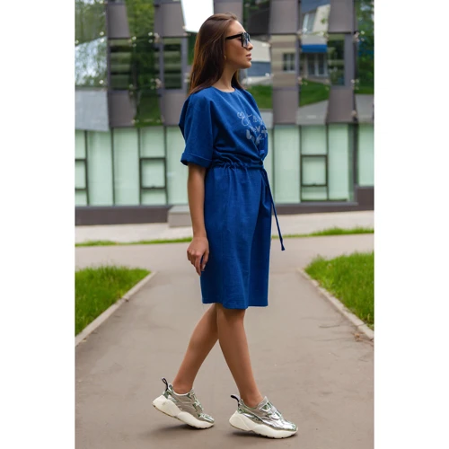 Платье FLFashion Вихрь ФПВ 3046 52 синее повседневное удлиненное миди: Вид Повседневные платья